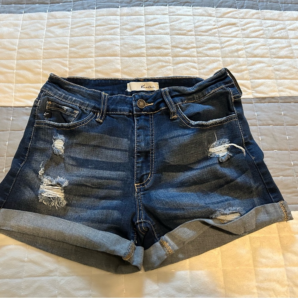 Stitch Fix KanCan Blue Distressed Jean Shorts with Rolled Cuffs